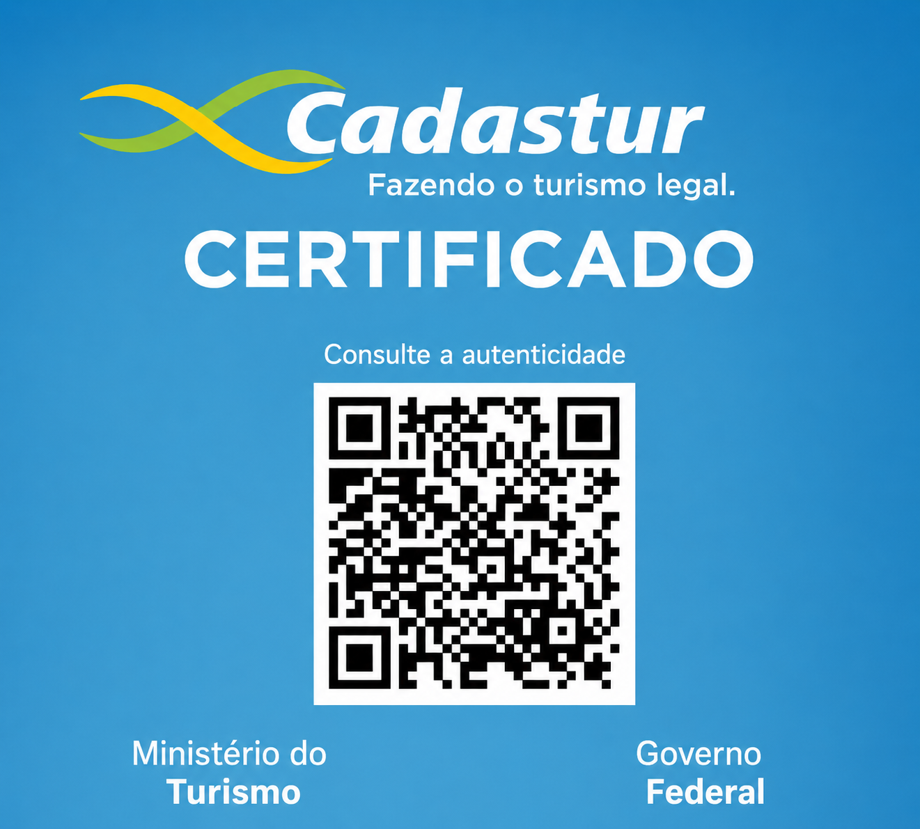 Certificado Cadastur da Viajando Junto Viagens com QR Code para consulta de autenticidade